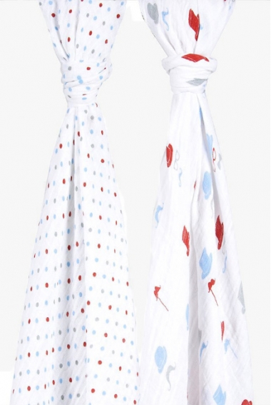 Пеленки муслиновые для новорожденных большие, Bébé au Lait Bowler/Polka