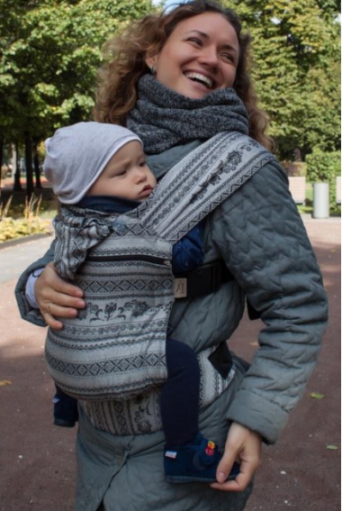 Эрго-рюкзак Карауш шарфовый с бамбуком, Elegance Black