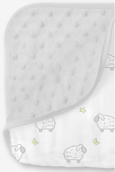 Муслиновое одеяло с флисом SwaddleDesigns Snuggle Blanket, цвет Little Lambs
