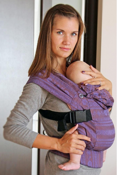 Эрго рюкзак шарфовый с бамбуком Карауш, Plum Branch Black