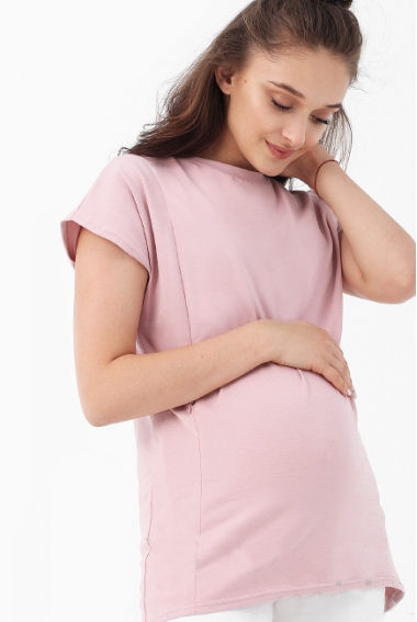Футболка для беременных и кормящих, розовая