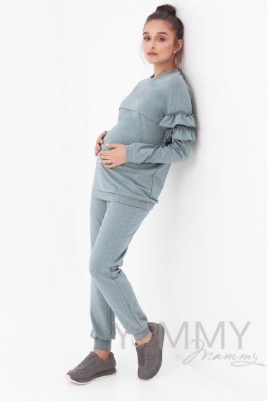 Костюм для кормящих и беременных, зеленый меланж