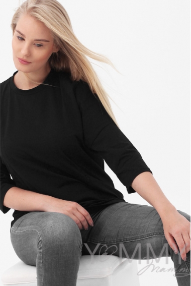 Лонгслив для кормящих и беременных, черный