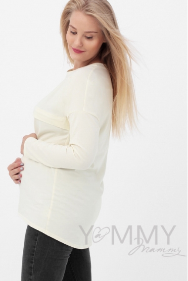 Лонгслив для беременных и кормящих с горизонтальной молнией, цвет экрю