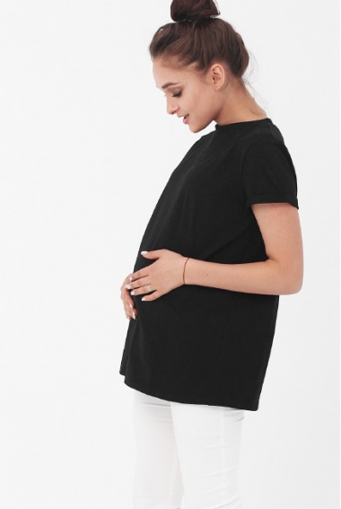 Футболка для кормящих и беременных с запахом на спине, черный