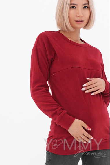 Джемпер для кормящих и беременных флисовый, бордовый