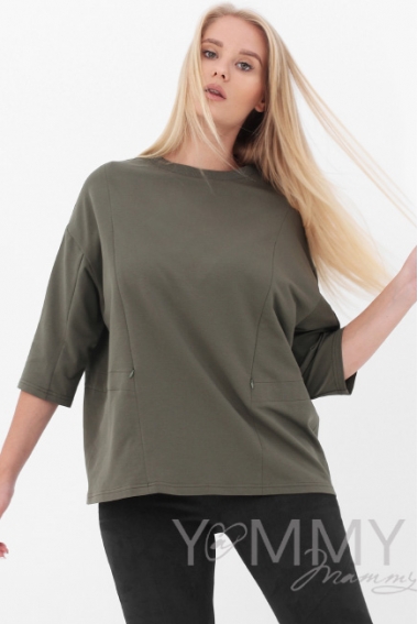 Джемпер для беременных и кормящих, цвет хаки