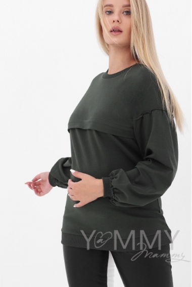 Джемпер для беременных и  кормящих, милитари