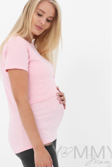 Футболка для беременных и кормящих, розовый меланж