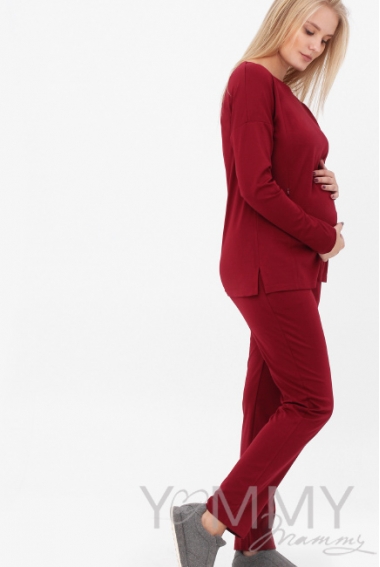 Костюм для кормящих и беременных, цвет марсала