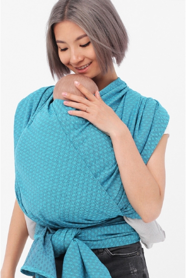 Слинг-шарф алмазного плетения YammyMammy, бирюзовый/темно-серый