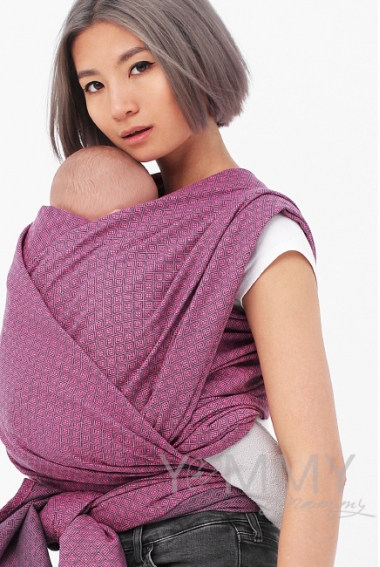 Слинг-шарф алмазного плетения YM, розовый/темно-серый