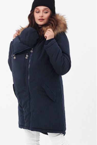 Зимняя слингокуртка - парка 3 в 1 с мехом, синий