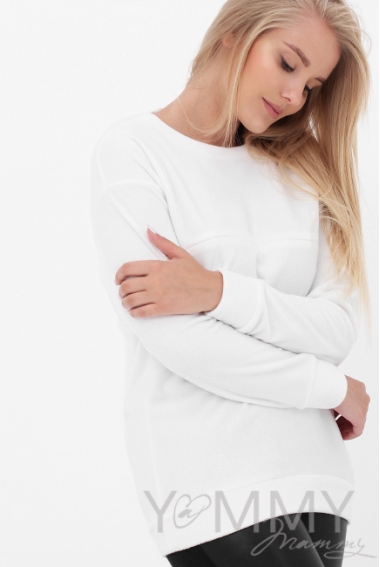 Джемпер для беременных и кормящих флисовый, цвет белый
