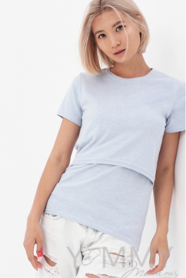 Футболка для кормящих и беременных, цвет голубой меланж