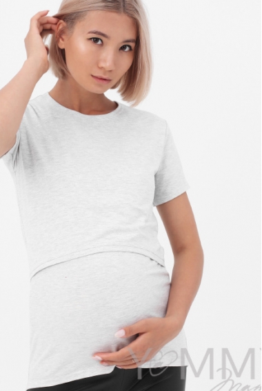 Футболка для беременных и кормящих, цвет серый меланж