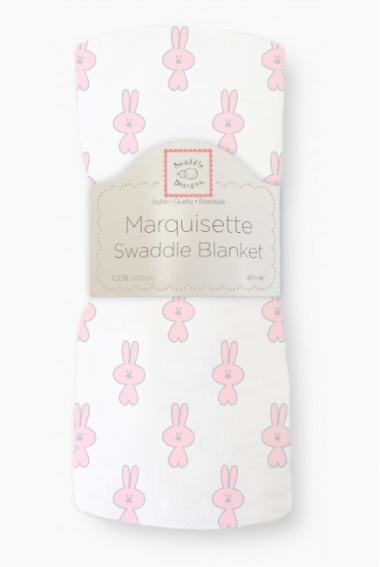 Пеленка детская тонкая SwaddleDesigns Маркизет, Little Bunnie Pstl Pink