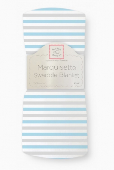 Пеленка детская тонкая SwaddleDesigns Маркизет Simple Stripes Pstl Blue