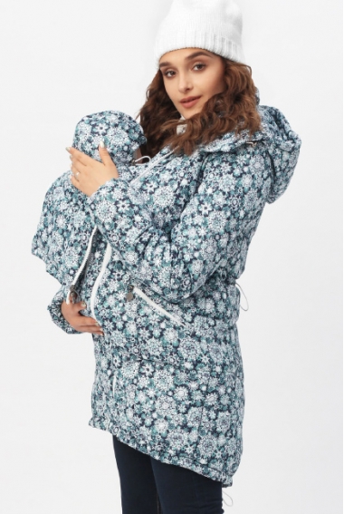 Слингокуртка зимняя 3 в 1, цвет синяя со снежинками
