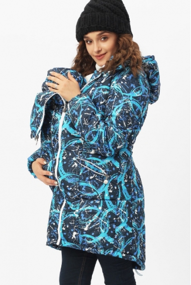 Слингокуртка зимняя 3 в 1, цвет синий с узорами