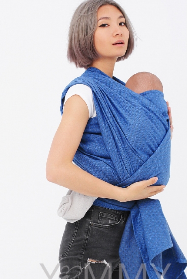 Слинг-шарф алмазного плетения YM, цвет васильковый/темно-серый