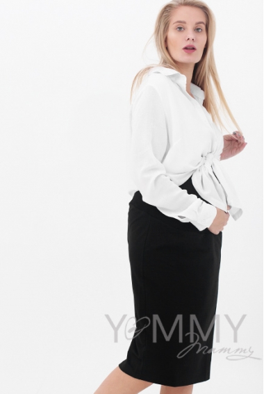 Юбка-карандаш для кормящих и беременных из замши, цвет черный