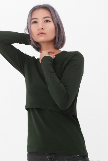 Футболка для кормящих и беременных с длинным рукавом, хаки