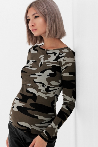 Лонгслив для беременных и кормящих, камуфляж
