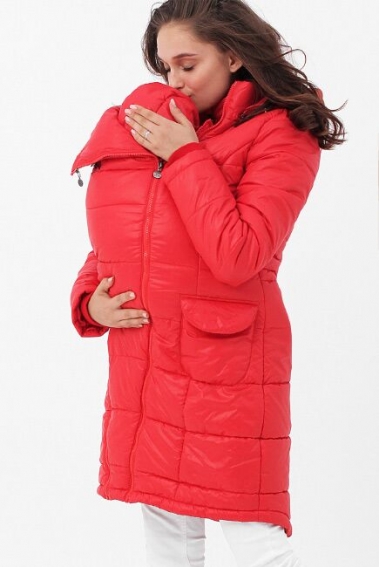 Слингопальто-слингокуртка зимняя 3 в 1, цвет красное