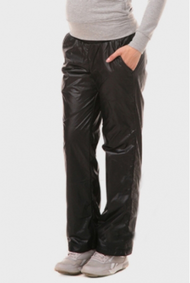 Брюки для беременных и после родов, на флисовой подкладке универсальные черные с блеском