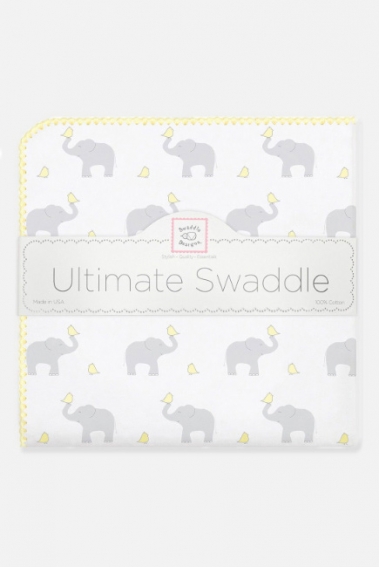 Фланелевая пеленка для новорожденного SwaddleDesigns, PY Elephants/Chicks