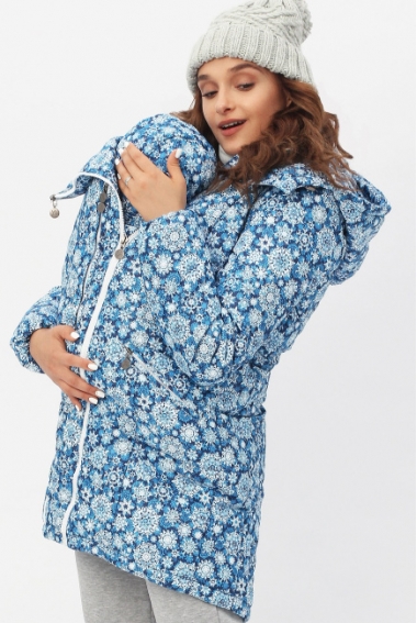 Слингокуртка зимняя 3 в 1, голубая со снежинками