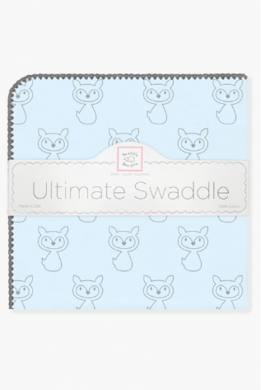 Фланелевая пеленка для новорожденных Swaddle Designs, Ultimate Gray Fox Pstl Blue