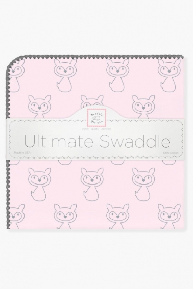 Пеленка фланелевая для новорожденных Swaddle Designs Ultimate Gray Fox Pstl Pink
