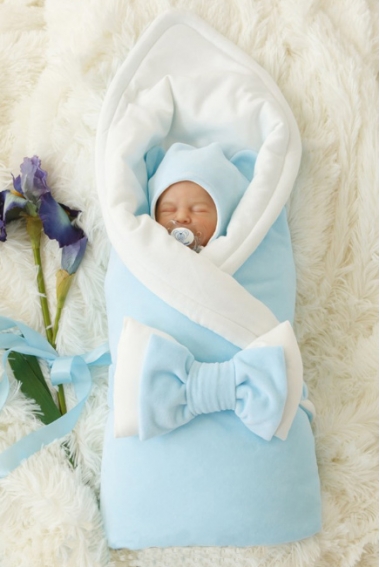 Комплект на выписку из роддома теплый осенний Blue simple (6 предметов)