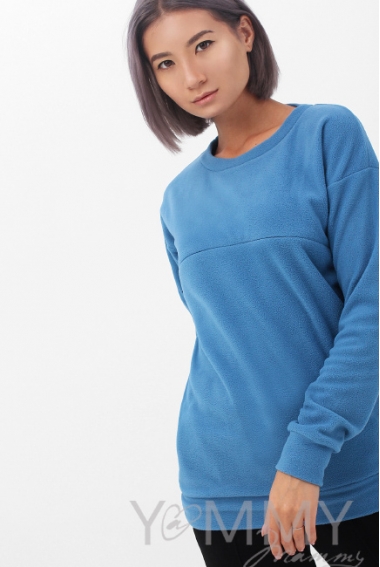 Джемпер для беременных и кормящих флисовый, цвет деним