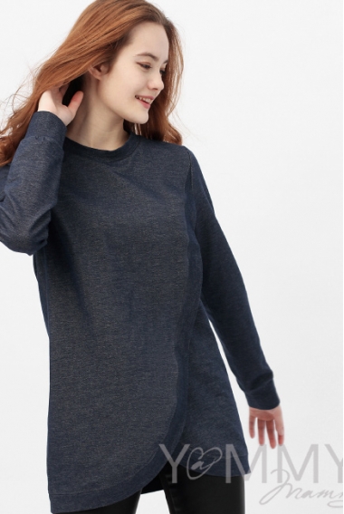 Джемпер для кормящих и беременных на запах, темно-синий