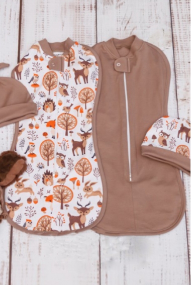 Комплект пеленок-коконов на молнии утепленный, Forest Animals
