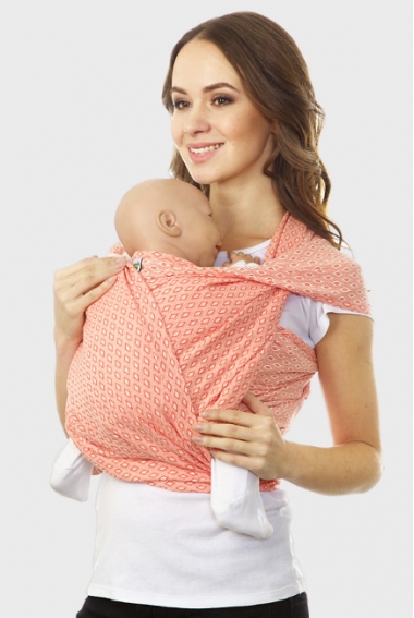 Слинг-шарф алмазного плетения, коралловый
