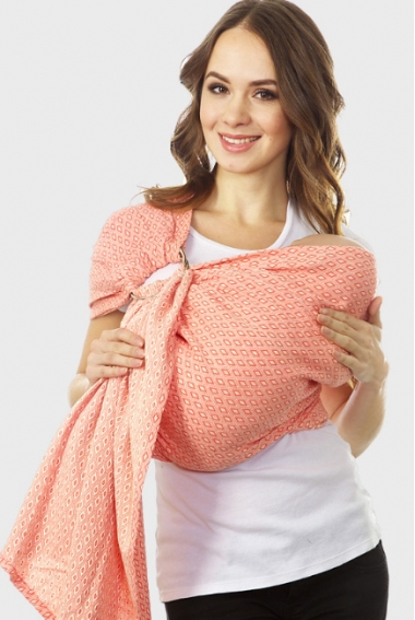 Слинг с кольцами Mums Era алмазного плетения, коралловый