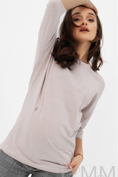 Лонгслив для беременных и кормящих с вертикальными молниями, бежевый меланж