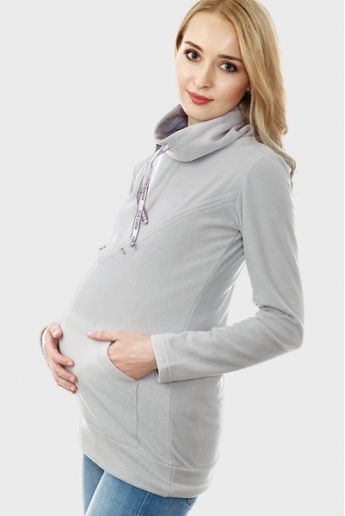 Толстовка для беременных и кормящих из флиса Olimpius, светло-серый