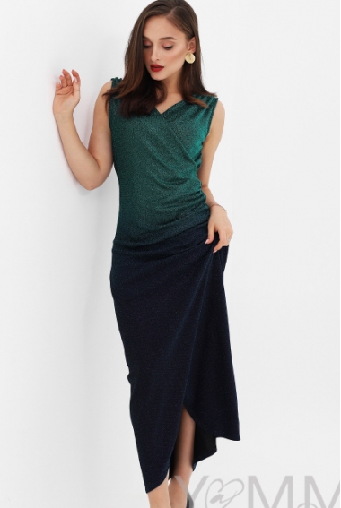 Вечернее платье для кормящих и беременных длинное с градиентом, цвет  изумрудный