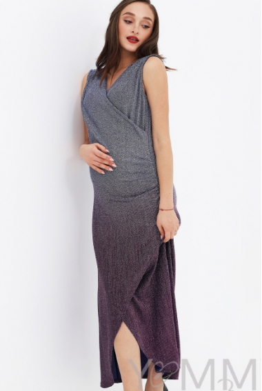 Вечернее платье для беременных и кормящих длинное с градиентом, розовое