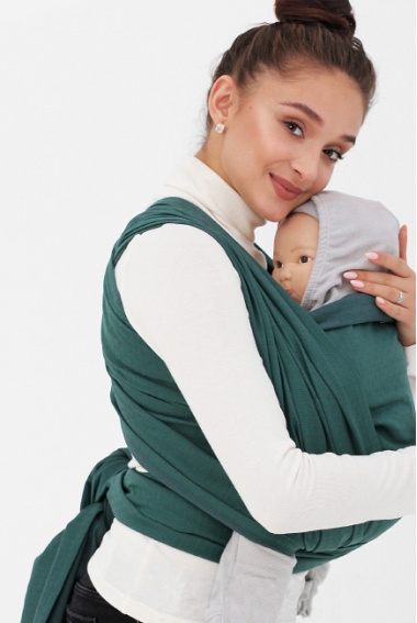 Слинг-шарф алмазного плетения YM, изумруд/серый