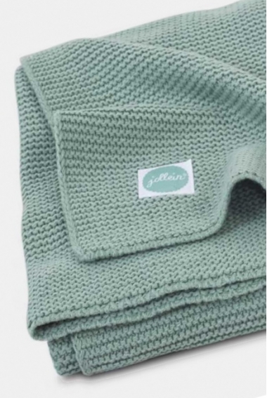 Вязаный плед для новорожденных Jollein Basic, зеленый, средний