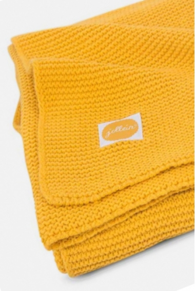 Плед для новорожденного вязаный Jollein Basic, желтый, средний
