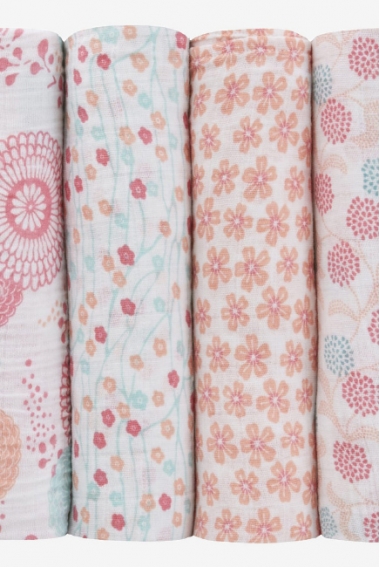 Муслиновые пеленки для новорожденных Aden Anais большие, набор 4, Global Garden