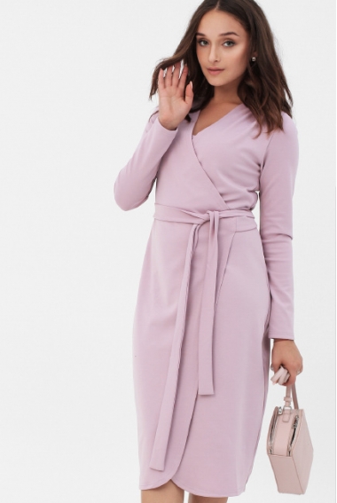 Платье для беременных и кормящих миди на запах, цвет светло-лиловый