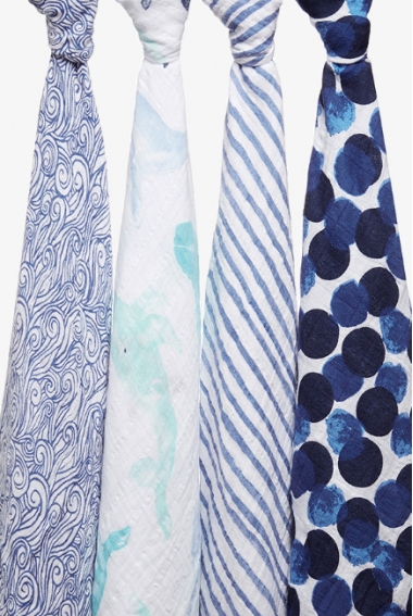 Муслиновые пеленки для новорожденных Aden&Anais большие, набор 4, Seafaring